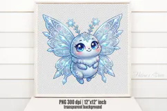 Blue Pastel Snowflake Butterfly PNG | Cute Winter Clipart Product Image 2