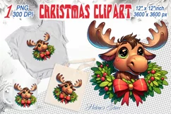 Christmas elk clipart sublimation PNG | Retro funny animal Product Image 1
