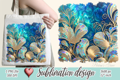 Blue ocean gold and pearl sublimation designs png | Sea life Product Image 1