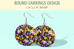Spring Flowers earrings | Floral Round Earring sublimation Product Image 1