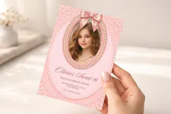 Sweet 16 Photo Invitation Template, Editable Pink Pearl Product Image 5