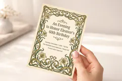 Art Nouveau Birthday Invitation Template, Canva Product Image 5