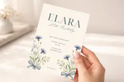 Blue Floral Birthday Invitation Template Editable Canva Product Image 5