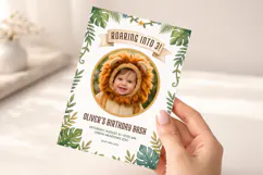 Safari Birthday Invitation Template, Jungle Lion Photo Product Image 5