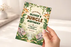 Jungle Animal Birthday Invitation Editable Canva Template Product Image 5