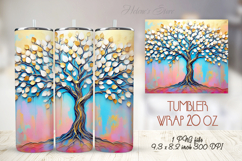 Fantasy Golden Tree tumbler 20oz wrap sublimation design png Product Image 1