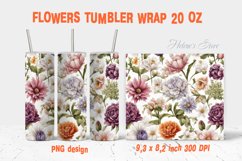 Flower tumbler png| Tumbler sublimation wrap |Floral tumbler Product Image 1