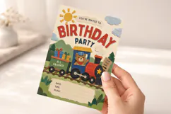 Train Birthday Invitation, Editable Canva Product Image 5