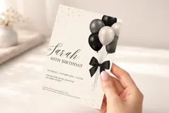 Black and Gold Birthday Invitation Template, Editable Canva Product Image 5