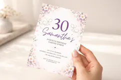 Pastel Purple Floral Bow Birthday Invitation Canva Template Product Image 5