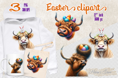 Easter highland cows Sublimation designs | Farmhouse clipart Product Image 1