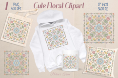 Pastel flower tiles sublimation design png | Floral clipart Product Image 1