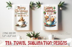 Christmas sublimation kitchen tea towel | Gingerbread design Product Image 1