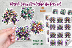 Mardi Gras coquette bow printables stickers and sheet Product Image 1