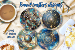 Fantasy Cosmic sky pearl round coaster sublimation designs Product Image 1