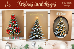 3d Christmas tree printable card|Retro Christmas designs png Product Image 1