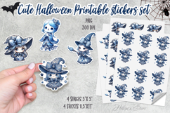 Cute blue Halloween Stickers Printable | Spooky sticker PNG Product Image 1