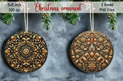 Christmas vintage round ornament sublimation designs PNG Product Image 1