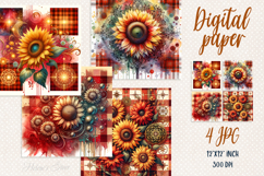 Abstract sunflowers digital paper | Scrap booking graphics Product Image 1