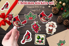 Christmas patchwork printables stickers | Cardinal bird png Product Image 1