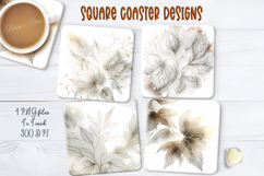 Beautiful gold autumn leaves square coasters design png Product Image 1