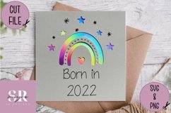 Born in 2022 card | Paper cutting | Cut and draw card svg Product Image 1