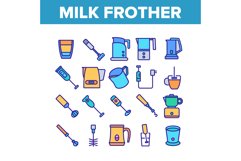 Milk Frother Device Collection Icons Set Vector Product Image 1