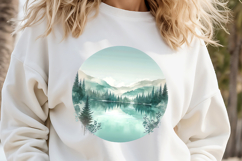Mountains lake watercolor sublimation design |Nature clipart Product Image 2