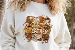 Cozy Weather Chenille Embroidered Patch Puffy Autumn PNG Product Image 2