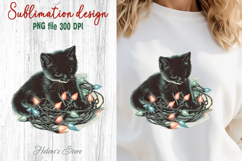 Christmas lights &amp; black cat clipart| Winter t shirt designs Product Image 2