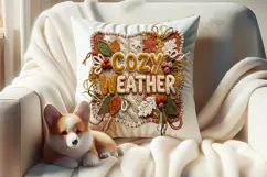 Cozy Weather Chenille Embroidered Patch Puffy Autumn PNG Product Image 3