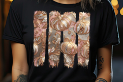 Cute golden pumpkins pink brush strokes t shirt design png Product Image 2