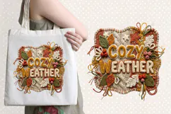 Cozy Weather Chenille Embroidered Patch Puffy Autumn PNG Product Image 4