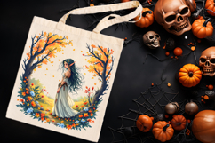 Cute watercolor girl elf autumn sublimation design png Product Image 3