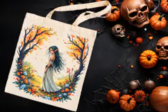 Cute watercolor girl elf autumn sublimation design png Product Image 3