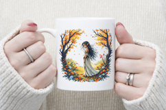 Cute watercolor girl elf autumn sublimation design png Product Image 4