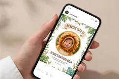 Safari Birthday Invitation Template, Jungle Lion Photo Product Image 6