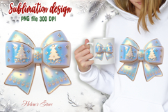 3d Christmas coquette bows design |Blue bow T-shirt clipart Product Image 2