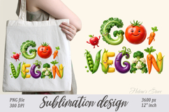Funny Quote Go Vegan clipart | Cute sublimation design png Product Image 2