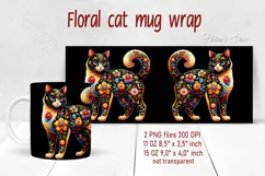 Flower cat Mug Sublimation png| Flowers cat |Art cat bouquet Product Image 1