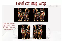 Flower cat Mug Sublimation png| Flowers cat |Art cat bouquet Product Image 2