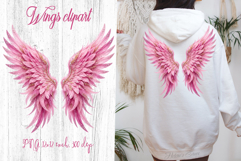 Pink Angel Wings sublimation design|Luxurious wing clipart Product Image 1