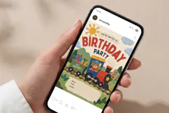 Train Birthday Invitation, Editable Canva Product Image 6