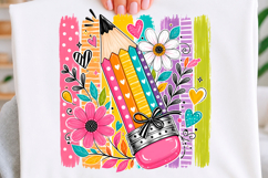 Colorful Pencil &amp; Floral Teacher PNG Product Image 1