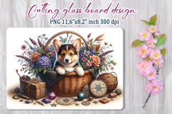 Cute puppy dog in flowers basket cutting glass board designs Product Image 1