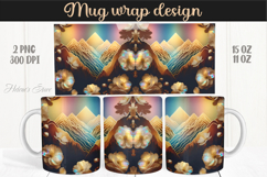Fantasy mountains iridescent design mug wrap 15oz 11oz png Product Image 1