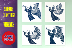 Vintage Angel Coasters PNG Bundle - 4 Christmas Designs Product Image 1