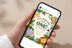 Wild One Jungle Birthday Invitation Editable Canva Template Product Image 6