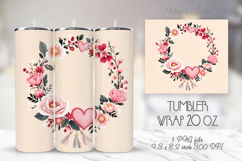 Pastel heart &amp; flowers straight skinny tumbler 20 oz wrap Product Image 1