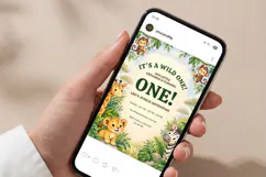 Wild One Jungle Birthday Invitation Template, Editable Canva Product Image 6